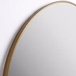 New Kirklands Home Antique Brass Nouveau Linear Round Mirror Gold