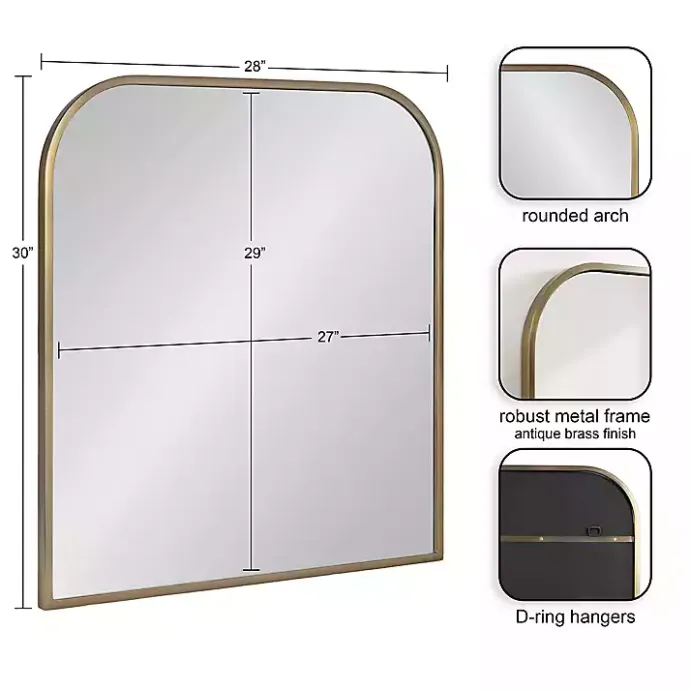 Best Kirklands Home Antique Brass Wide Arch Wall Mirror Gold