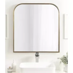 Best Kirklands Home Antique Brass Wide Arch Wall Mirror Gold