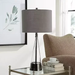 Hot Kirklands Home Antique Dark Nickel Cone Base Table Lamp Gray