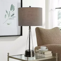 Hot Kirklands Home Antique Dark Nickel Cone Base Table Lamp Gray