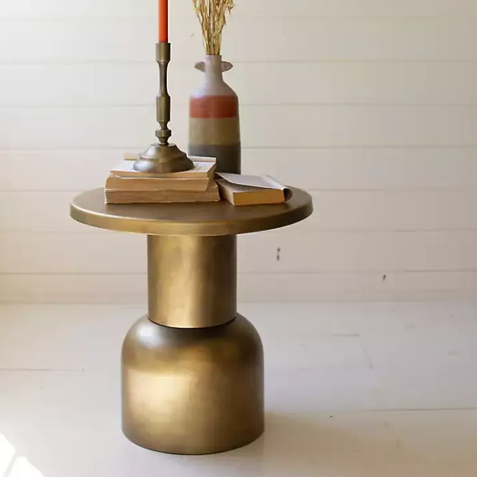 Hot Kirklands Home Antique Barrel Frame Accent Table Gold