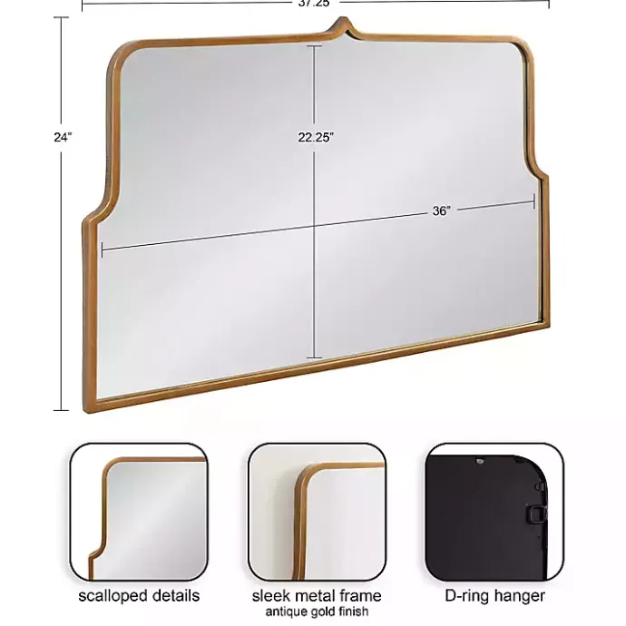 Hot Kirklands Home Antique Gold Metal Wide Arched Wall Mirror