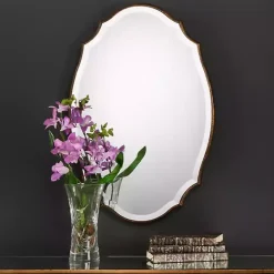 Hot Kirklands Home Antique Gold Rounded Edge Wood Wall Mirror
