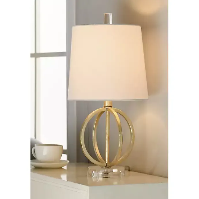 Clearance Kirklands Home Antique Gold Table Lamp with Steel Base White