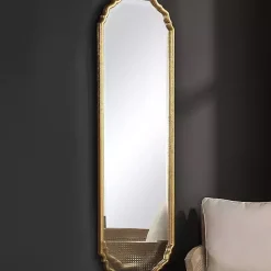 Hot Kirklands Home Antique Gold Wooden Mirror with Curved Corners