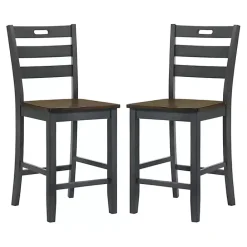 Sale Kirklands Home Antique Wood Counter Stools, Set of 2 Gray