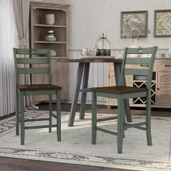 New Kirklands Home Antique Wood Counter Stools, Set of 2 Green