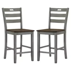 Clearance Kirklands Home Antique Light Wood Counter Stools, Set of 2 Gray