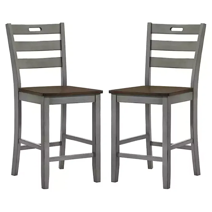 Clearance Kirklands Home Antique Light Wood Counter Stools, Set of 2 Gray