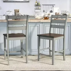 Clearance Kirklands Home Antique Light Wood Counter Stools, Set of 2 Gray