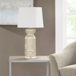 Kirklands Home Antique Textured Glass Luxuria Table Lamp Silver