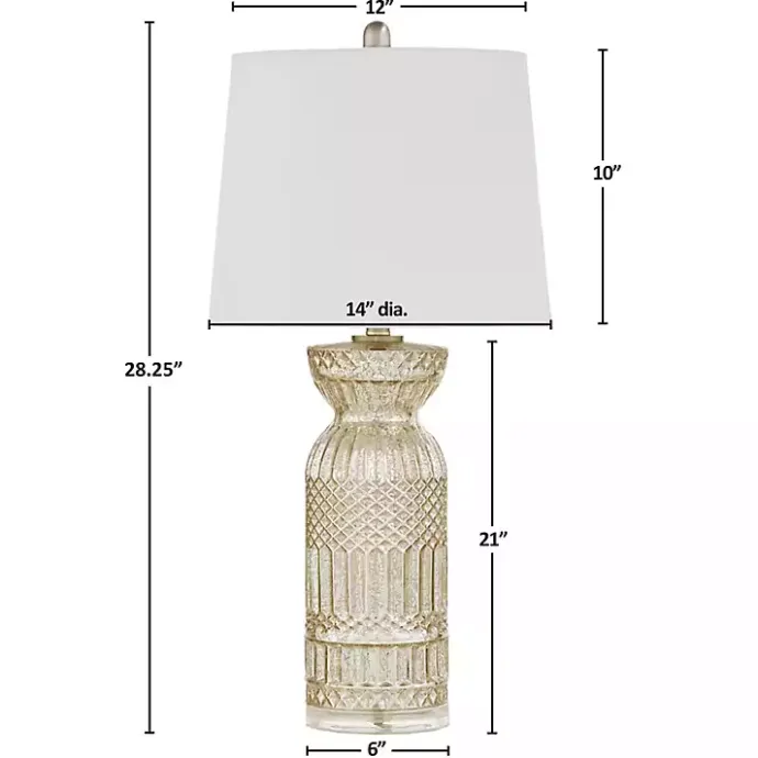 Kirklands Home Antique Textured Glass Luxuria Table Lamp Silver