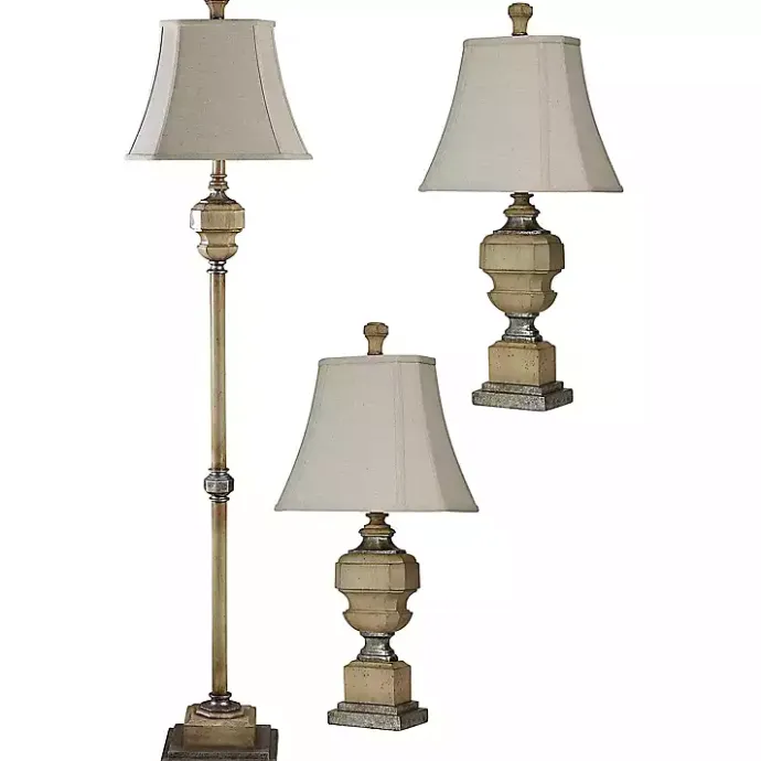 New Kirklands Home Antique Statue Floor and Table Lamps, Set of 3 Tan