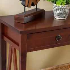 New Kirklands Home Antique Tobacco Console Table with Bottom Shelf