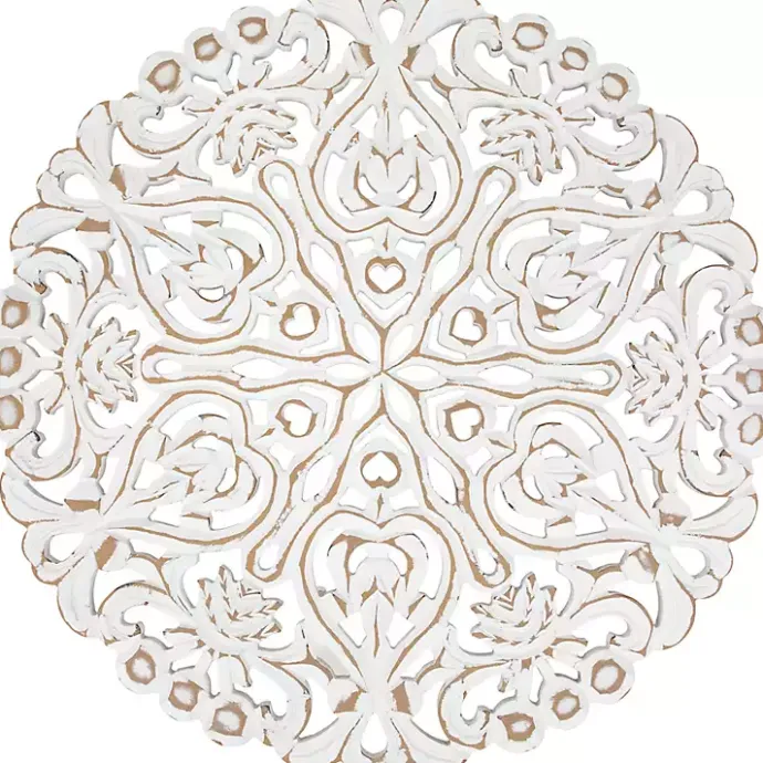 Discount Kirklands Home Antique Damask Round Wall Plaque White