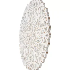 Discount Kirklands Home Antique Damask Round Wall Plaque White