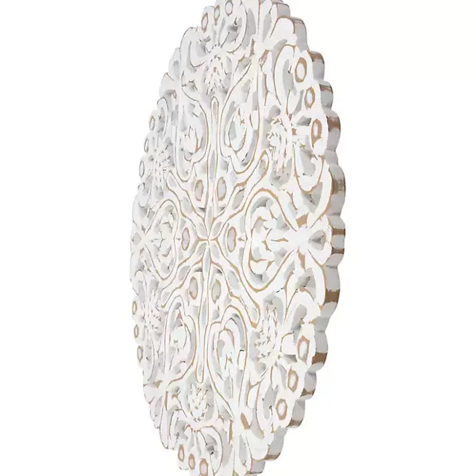 Discount Kirklands Home Antique Damask Round Wall Plaque White