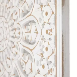 New Kirklands Home Antique Floral Mandala Square Wall Plaque White