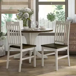 Sale Kirklands Home Antique Slatted Back Dining Chairs, Set of 2 White