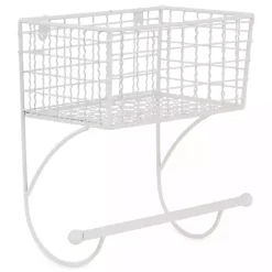 Clearance Kirklands Home Antique White Wire Basket Towel Rack