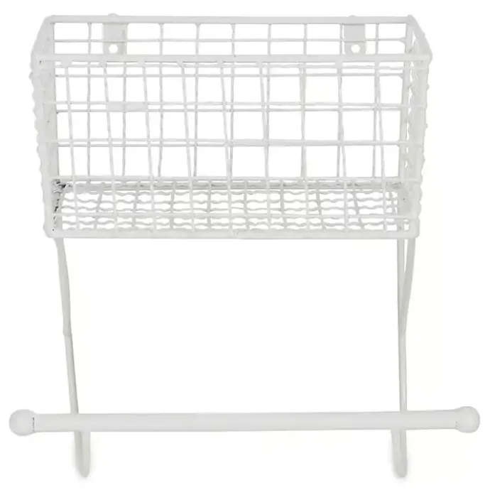 Clearance Kirklands Home Antique White Wire Basket Towel Rack