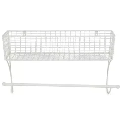Best Kirklands Home Antique White Wire Basket Towel Rack, 17 in.