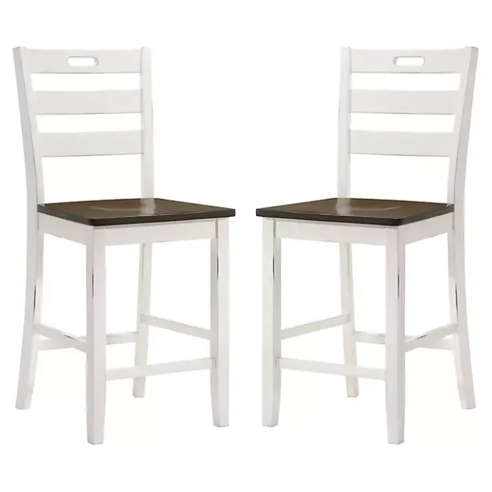 Best Kirklands Home Antique Wood Counter Stools, Set of 2 White