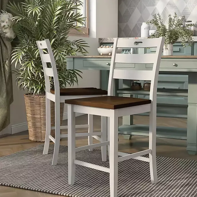 Best Kirklands Home Antique Wood Counter Stools, Set of 2 White