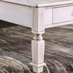 Clearance Kirklands Home Antique Wood 4-Drawer Heather Coffee Table White
