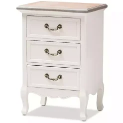 Sale Kirklands Home Antique Wooden 3-Drawer Nightstand White