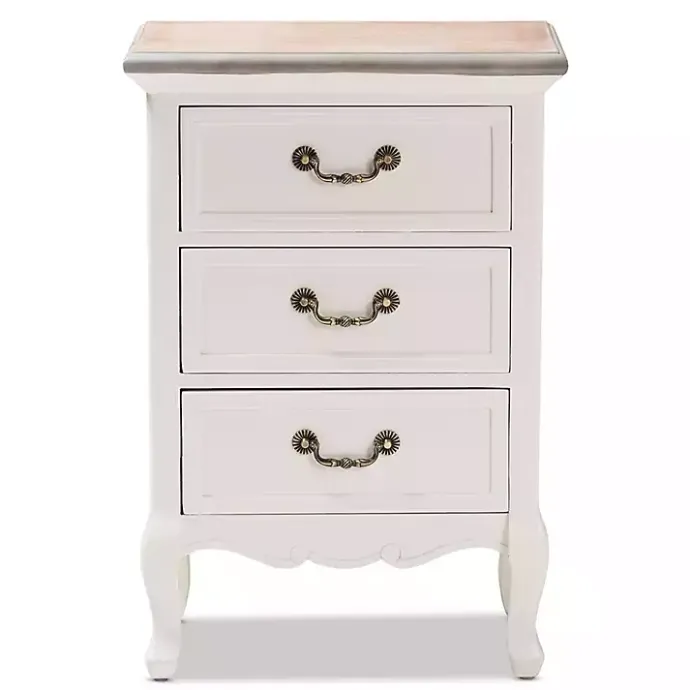 Sale Kirklands Home Antique Wooden 3-Drawer Nightstand White