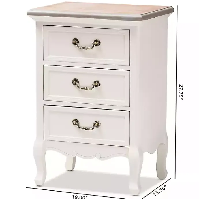 Sale Kirklands Home Antique Wooden 3-Drawer Nightstand White