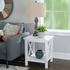 Best Kirklands Home Antique White X Side Frame Accent Table