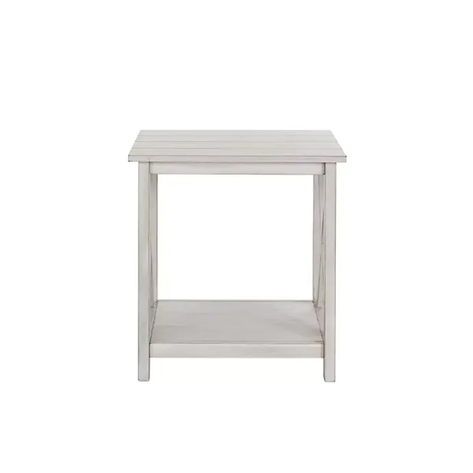 Sale Kirklands Home Antique washed Wood Square Side Table White