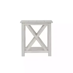 Sale Kirklands Home Antique washed Wood Square Side Table White