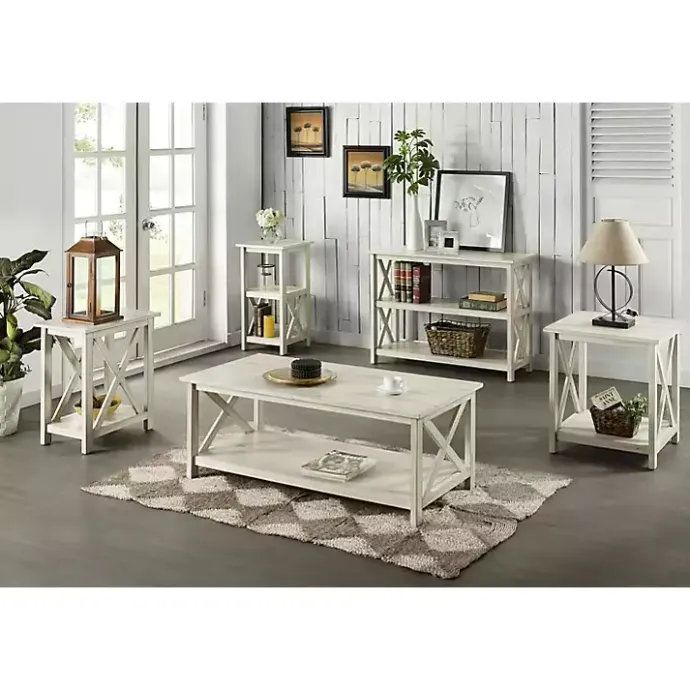 Sale Kirklands Home Antique washed Wood Square Side Table White