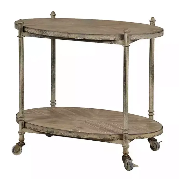 Best Kirklands Home Antique Wood and Metal Bar Cart