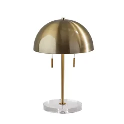 New Kirklands Home Antiqued Brass Dome Shade Table Lamp Gold