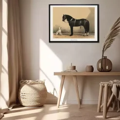 Kirklands Home Antiqued Horse and Dog Framed Wall Art Tan