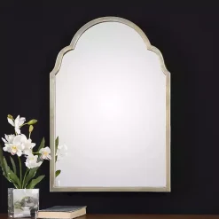 New Kirklands Home Antiqued Silver Champagne Arched Mirror