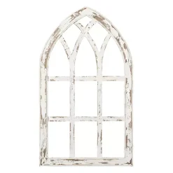 Outlet Kirklands Home Antiqued Window Pane Arch Plaque White