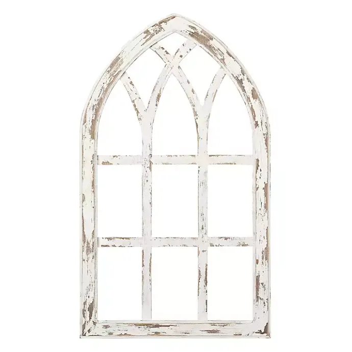 Outlet Kirklands Home Antiqued Window Pane Arch Plaque White