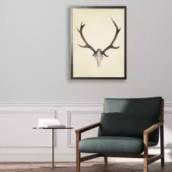 Outlet Kirklands Home Antler in Pewter Framed Art Print Tan