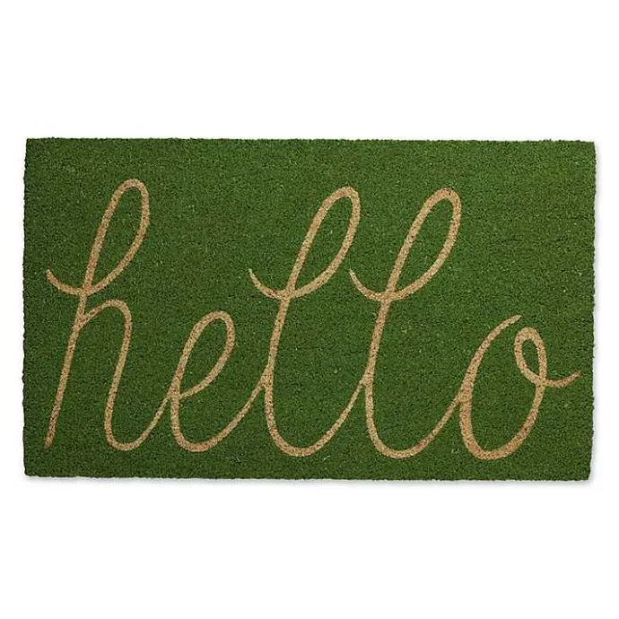 Kirklands Home Apple Hello Doormat Green