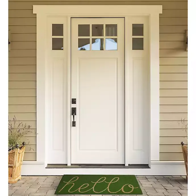 Kirklands Home Apple Hello Doormat Green