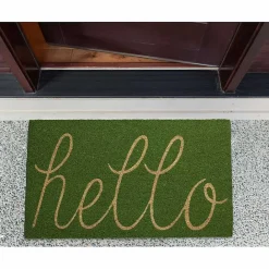 Kirklands Home Apple Hello Doormat Green