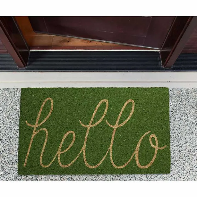 Kirklands Home Apple Hello Doormat Green