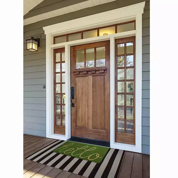 Kirklands Home Apple Hello Doormat Green