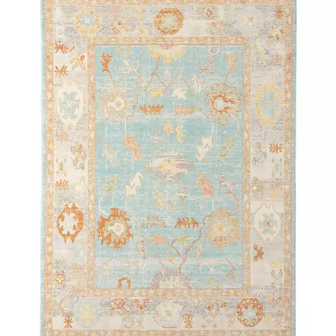Hot Kirklands Home Aqua and Beige Bohemian Area Rug, 5x8